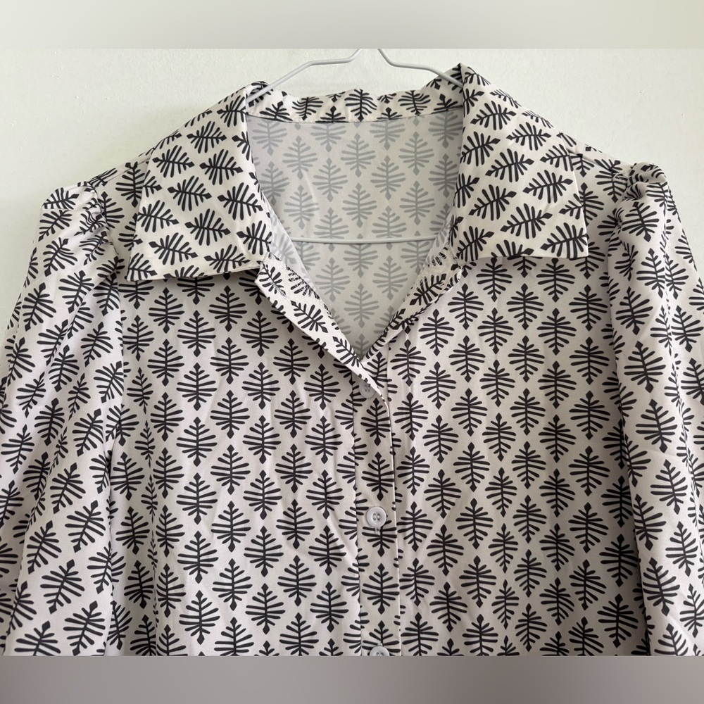 SHEIN Black and White Geometric Long Sleeve Dress